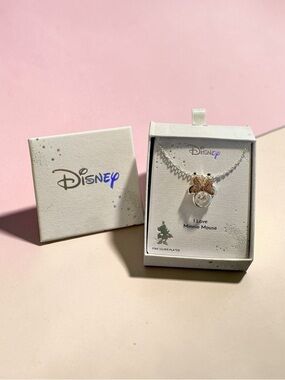 Disney Minnie Mouse Pendant Necklace - Silver with Rose Gold Bow